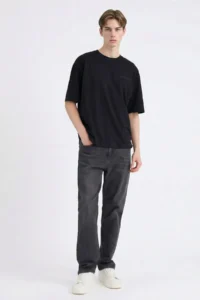 DeFacto Boxy Fit Black Men T-Shirt D5875AX/BK81 - Image 2