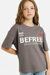DeFacto Oversize Crew Neck Gray Girls' T-Shirt G1765A8/GR83