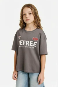 DeFacto Oversize Crew Neck Gray Girls' T-Shirt G1765A8/GR83 - Image 3