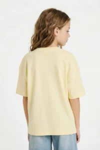 DeFacto Oversize Crew Neck Yellow Girls' T-Shirt G1765A8/YL498 - Image 3