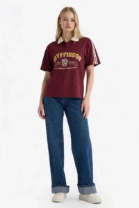 DeFacto Harry Potter Printed Claret Red Women's T-Shirt G0820AX/BR467 - Image 2