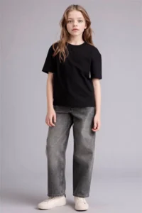 DeFacto Relax Fit Black Girls' T-Shirt D9099A8/BK81 - Image 2