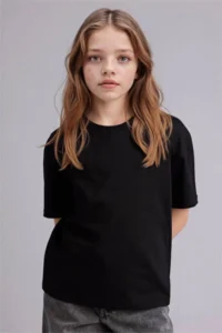 DeFacto Relax Fit Black Girls' T-Shirt D9099A8/BK81 - Image 3