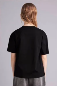 DeFacto Relax Fit Black Girls' T-Shirt D9099A8/BK81 - Image 5