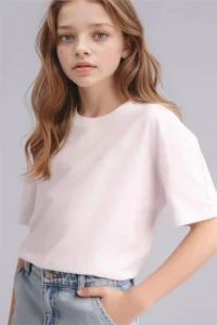 DeFacto Relax Fit White Girls' T-Shirt D9099A8/WT34