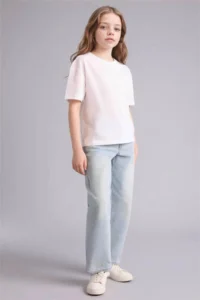 DeFacto Relax Fit White Girls' T-Shirt D9099A8/WT34 - Image 2