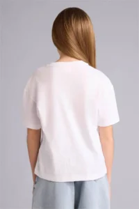 DeFacto Relax Fit White Girls' T-Shirt D9099A8/WT34 - Image 5