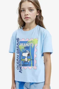 DeFacto Snoopy Relax Fit Crew Neck Short Sleeve T-Shirt Girl Child