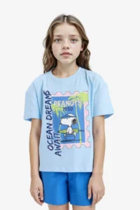 DeFacto Snoopy Relax Fit Crew Neck Short Sleeve T-Shirt Girl Child - Image 3