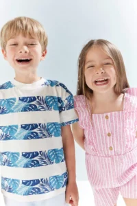 DeFacto Crew Neck Palm Tree Patterned Short Sleeve T-Shirt for Baby Boy