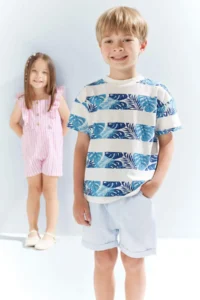 DeFacto Crew Neck Palm Tree Patterned Short Sleeve T-Shirt for Baby Boy - Image 2