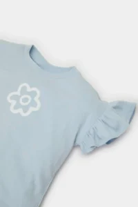 DeFacto Crew Neck Floral Short Sleeve T-Shirt for Baby Girl - Image 2