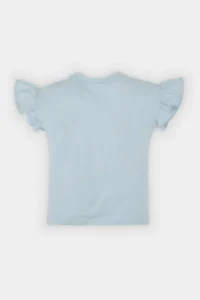 DeFacto Crew Neck Floral Short Sleeve T-Shirt for Baby Girl - Image 3