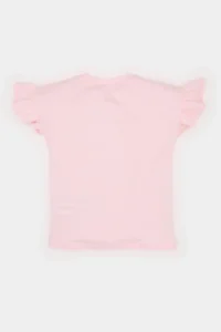 DeFacto Crew Neck Printed Short Sleeve T-Shirt Baby Girl - Image 4