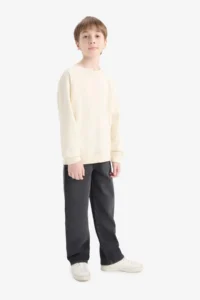 DeFacto Crew Neck Basic Plain School Sweatshirt Boy - Image 2