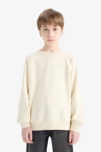 DeFacto Crew Neck Basic Plain School Sweatshirt Boy - Image 4