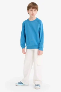 DeFacto Crew Neck Basic Plain School Sweatshirt Boy - Image 2