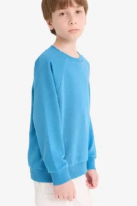 DeFacto Crew Neck Basic Plain School Sweatshirt Boy - Image 3