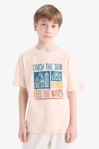 DeFacto Crew Neck Printed Short Sleeve T-Shirt Boy - Image 4