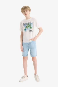 DeFacto Crew Neck Printed Short Sleeve T-Shirt Boy - Image 2