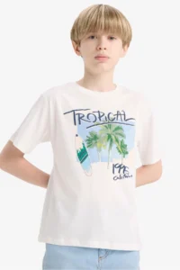 DeFacto Crew Neck Printed Short Sleeve T-Shirt Boy - Image 4