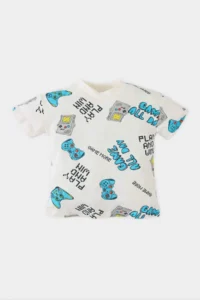 DeFacto Crew Neck Patterned Short Sleeve T-Shirt Baby Boy - Image 3