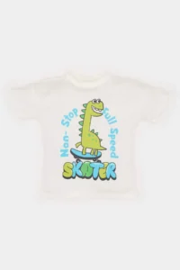 DeFacto Crew Neck Dinosaur Printed Short Sleeve T-Shirt for Baby Boy