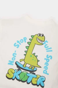 DeFacto Crew Neck Dinosaur Printed Short Sleeve T-Shirt for Baby Boy - Image 2
