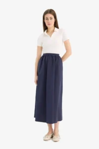 DeFacto A-Line Normal Waist Half Lining Poplin Midi Skirt 25SP - Image 2