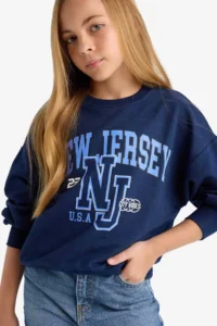 DeFacto Relax Fit Crew Neck Printed Sweatshirt Girls