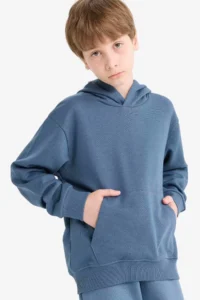 DeFacto Basic Plain Hooded School Sweatshirt Boy