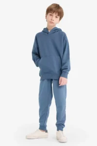 DeFacto Basic Plain Hooded School Sweatshirt Boy - Image 2