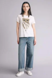 DeFacto Regular Fit Crew Neck Owl Patterned Short Sleeve T-Shirt - Image 2