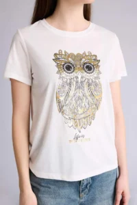 DeFacto Regular Fit Crew Neck Owl Patterned Short Sleeve T-Shirt - Image 3