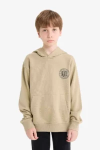 DeFacto Hooded Printed School Sweatshirt Boy - Image 3