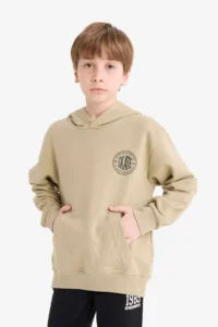 DeFacto Hooded Printed School Sweatshirt Boy - Image 4