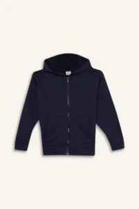 DeFacto Basic Plain Hooded Zippered Sweatshirt Boy - Image 7