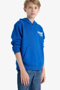 DeFacto Hooded Printed Soft Lined School Sweatshirt Boy - Image 4