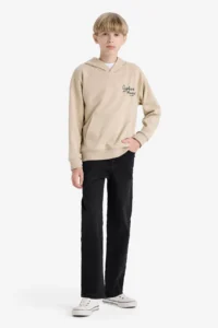 DeFacto Printed Hooded Soft Fuzzy Stone Boy Sweatshirt E9582A8/BG737 - Image 2