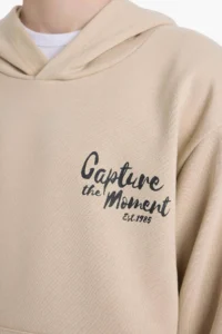DeFacto Printed Hooded Soft Fuzzy Stone Boy Sweatshirt E9582A8/BG737 - Image 5
