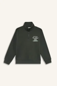 DeFacto Half Zippered Soft Furry Printed Sweatshirt Boy - Image 7
