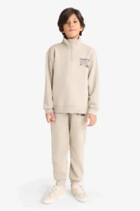 DeFacto Half Zippered Soft Furry Printed Sweatshirt Boy - Image 2