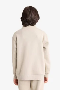 DeFacto Half Zippered Soft Furry Printed Sweatshirt Boy - Image 6