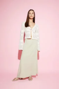 DeFacto A-Line High Waist Linen Blend Maxi Skirt - Image 2