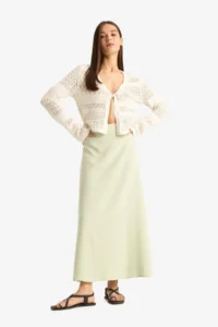 DeFacto A-Line High Waist Linen Blend Maxi Skirt - Image 3