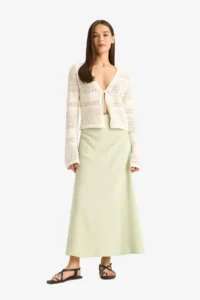 DeFacto A-Line High Waist Linen Blend Maxi Skirt - Image 4