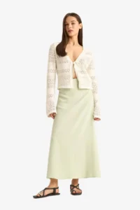 DeFacto A-Line High Waist Linen Blend Maxi Skirt - Image 5