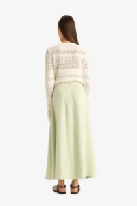 DeFacto A-Line High Waist Linen Blend Maxi Skirt - Image 8