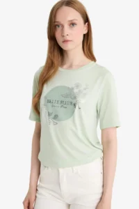 DeFacto Regular Fit Crew Neck Printed Short Sleeve T-Shirt - Image 3