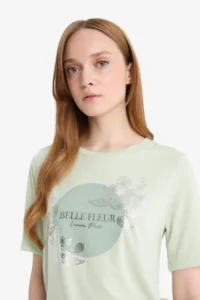 DeFacto Regular Fit Crew Neck Printed Short Sleeve T-Shirt - Image 4